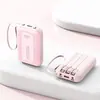 Mini power bank con certificación 3C y cable integrado, cargador de teléfono móvil, regalo con logo, pantalla de potencia digital, personalización al por mayor