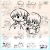 Pegatinas de transferencia line art de Notas del Ladrón de Tumbas, pegatinas decorativas 2D estilo caricatura dibujado a mano con temática de Zhang Qiling y Wu Xie