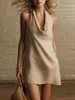 Vestido de Verano 2026 Nuevo Transfronterizo Europeo y Americano en Amazon Estilo Francés Perezoso Cuello Halter Cuello Drapeado Color Sólido para Mujer