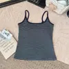 Top Camisola Rayada Estilo Coreano Spicy Girl para Mujer con Copas Relleno Versátil Adelgazante Sexy Ropa de Abrigo Espalda Bonita Top sin Mangas para Mujer Verano