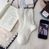 Meias Grossas de Inverno Quentes de Lã Sintética Simples para Mulheres, Meias Térmicas de Cano Médio com Forro de Lã Sintética, Meias de Lã Estilo Coreano com Bloqueio de Temperatura e Retenção de Calor