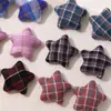 Parche Adorno de Botón de Estrella de Tela a Cuadros Retro Parche DIY Ropa Zapato Flor Aretes Joyería para Oreja Accesorios de Llavero