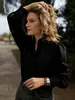 Nueva Camisa de Otoño para Viajar, Exportación Transfronteriza, Estilo Elegante, Patchwork de Encaje, Top de Manga Larga para Mujer, En Stock