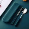 Palillos y cucharas para una sola persona, vajilla portátil de tres piezas, tenedor de acero inoxidable, caja de almacenamiento bonita para estudiantes.