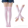 Calcetines navideños mujer calcetines de Halloween calcetines altos cosplay festivo europeo y americano calcetines a rayas set de calcetines con guantes