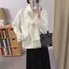 Conjunto de dos piezas de bufanda elegante y versátil y cárdigan de punto, nuevo estilo transfronterizo otoño e invierno, abrigo suéter de estilo suave de alta calidad para mujer
