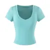 Venta al por mayor de Ropa para Mujer Transfronteriza Verano 2026 Nuevo Estilo Estilo Puro Deseo Versátil Camiseta de Manga Corta Hombro Derecho Ajustado Crop Top Cuello en U