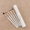 Barril para Pinceles de Sombra de Ojos Suaves de Pelo de Animal con Patrón de Mármol Personalizado con 5 Juegos de Pinceles para Mezclar y Difuminar Sombras de Ojos Portátil