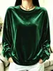 Ropa de otoño/invierno para mujer europea y americana 2026: Tienda independiente de Amazon, camiseta casual de terciopelo de manga larga con cuello redondo para mujer