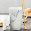 Taza Cerámica Taza con Tapa Cuchara Hogar Oficina Pareja Taza de Té Taza para Beber Taza de Café Puede Imprimir Logo Patrón