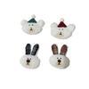 Gorro de Conejo de Peluche de Dibujos Animados con Orejas de Cuadros Oso Muñeca Broche de Muñeca Accesorios para Bufanda y Cabeza Accesorios