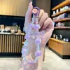 Nova Corrente de Celular com Contas de Borboleta Transparente Pingente Pequeno para Bolsa Fresca Chaveiro Pingente para Capa de Celular Feminina Presente