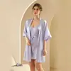 Bata de la mañana de la novia, camisón de mujer, maquillaje de boda, vestido de novia para fiesta de damas de honor, cárdigan de seda sintética, bata de baño, pijama, bata de baño talla grande