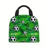Bolsa Tote Aislada con Tema de Fútbol de Gran Capacidad, Incluye Lonchera y Fiambrera, Bolsa de Almuerzo Grande de Papel de Aluminio para Estudiantes