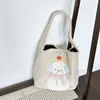 Bolso Cruzado de Peluche con Muñeco de Nieve Estilo Coreano Otoño e Invierno Bolso Tote Grande con Bordado de Perro Lindo para Mujer