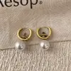 Pendientes de Aro Vintage Dorados Desgastados con Perlas de Saturno, Pendientes de Aro de Lujo Ligero Estilo Emperatriz Viuda Nicho para Mujer, Accesorios Versátiles para Orejas