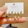 Conjunto de Brincos Studs Combinação de Zircônia Design Simples Estilo Frio Personalidade Moda Cruz Três Peças Brincos Studs