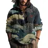 Camisa de Manga Longa Masculina de Verão Nova, Estilo Y2 Europeu e Americano, com Estampa 3D, com Capuz de Abertura Frontal, Venda Direta do Fabricante