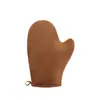 Guantes de Terciopelo Negro Manchado de Cuero Curtido de Doble Cara Resistentes a la Humedad Guantes Mousse Bronceador sin Sol para Spa