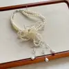 Collar Colgante de Borla Flor de Iris Perla Estilo Retro Francés Cadena de Clavícula en Capas de Perlas Personalizada Accesorios de Moda para Mujeres