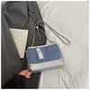 Bolso acolchado de diseño de nicho a la moda para mujer, nuevo bolso hobo de retazos de mezclilla transfronterizo, versátil bolso de hombro y cruzado, moderno