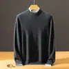 Bai Cai Rong Nueva Colección Otoño/Invierno 2026: Suéter de Cachemira para Hombre, Cuello Redondo, Casual de Negocios, Color Sólido, Top de Manga Larga
