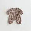 Ropa de Bebé Estilo Coreano Otoño Nueva Moda para Niñas Mono Floral con Cuello de Muñeca para Recién Nacidos Ropa de Gateo 100% Algodón