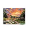 Pintura a óleo digital DIY série paisagens naturais, pintura a óleo colorida preenchida à mão, arte de parede decorativa para alívio do estresse e cura
