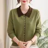 Moda de punto de otoño para madres, nuevo suéter 2026 para mediana edad y personas mayores, camiseta de manga larga básica para primavera y otoño