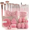 Hot transfronterizo set completo de 32 piezas traje línea completa esponja herramientas de maquillaje de belleza brocha de maquillaje esponja con bolsa de maquillaje combinación grande