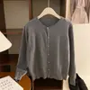 Novo Cardigã Tricot Cinza Feminino Outono Peça Externa Design Sense Suéter Casaco Outono Inicial Manga Longa Fina para Mulheres