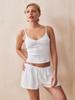 Nuevo Conjunto de Dos Piezas para Mujer Primavera/Verano 2025: Top tipo camisola con tirantes finos y ribete de encaje y Shorts