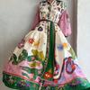 S-6XL Moda Feminina Plus Size Europeia e Americana Nova para Venda Transfronteiriça da Amazon Vestido Longo Rodado Estampado de Manga Longa