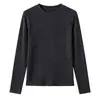 Camisa Base de Acetato de Tencel y Lana para Mujer, Nuevo Top Básico de Cuello Redondo Medio para Otoño/Invierno, Camiseta Básica de Cuello Semi-Alto