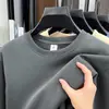 Moletom Masculino Outono Inverno Nova Temporada Descente Algodão Gola Redonda Pulôver Cor Sólida Manga Longa Casual Versátil Solto Camada Base Top