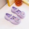Sapatos de Couro para Meninas Sapatos de Cristal de Princesa Infantil 2025 Verão Novos Sapatos Casuais Strass Sola Macia Sapatos de Performance para Meninas