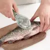 Raspador de Escamas de Peixe com Tampa Doméstico Raspador Manual de Escamas de Peixe Raspador de Escamas de Peixe Cozinha com Tampa de Armazenamento Raspador de Escamas de Peixe à Prova de Salpicos Faca