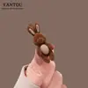 Grampo de Cabelo de Coelho Flocado Marrom, Grampo Lateral Exquisito e Compacto, Novo Estilo Outono e Inverno, Grampo Bico de Pato para Cabelos Quebrados na Testa, Acessório de Cabeça