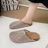 Zapatos Birkenstock de Suela Gruesa, Medias Zapatillas con Puntera, Ropa Exterior de Verano para Mujer 2025 Nuevo Estilo Zapatillas sin Cordones de Malla con Pedrería Estilo Hada