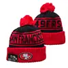 Gorro de Punto Cálido para Otoño e Invierno de la NFL para Hombres y Mujeres con Letras Bordadas de Estilo Pop y Pompón