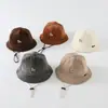 Chapéu de pescador para bebê de 2 anos, design fofo de cachorrinho bordado, chapéu bucket para bebês e crianças pequenas, estilo Maillard, chapéu de veludo para criança pequena, transfronteiriço