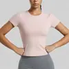 Verão Fino Básico Esportivo Manga Curta Feminino Corrida Fitness Yoga Top Respirável Treinamento Camiseta Ajustada e com Efeito Emagrecedor