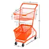 Carrinho de Compras Dupla Camada para Supermercado, Carrinho para Shoppings, Lojas de Conveniência, Ktv, Barracas de Rua, Carrinho de Compras Popular Online de Pegar Bonecos Atacado