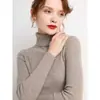 Suéter simple de cuello alto para mujer, otoño e invierno, corte ajustado, longitud corta, sin botones, ajustado, capa interior, lana sintética, top de punto de manga larga