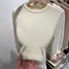 Suéter Grueso de Cuello Redondo, Capa Base Cálida y Amigable con la Piel para Mujer 2026 Primavera Otoño Invierno, Simple Versátil, Top Integrado de Punto Polar