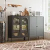 Armario de almacenamiento de pie con estación de alimentación, vitrina de té para sala de estar montada en la pared, armario metálico de doble puerta para cocina, unidad de almacenamiento de acero