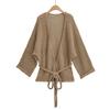 Nuevo Top de Punto Hueco Holgado de Chica Caliente de Otoño Moda Versátil Chaqueta de Encaje Francés con Cordones de Manga Larga