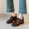 2026 Nuevo Modelo ~5cm Muy Cómodos Mocasines de Piel de Oveja con Velcro y Suela Gruesa para Mujer, Zapatos de Cuero de Corte Profundo Estilo Británico