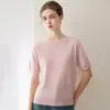 Suéter 100% cachemira pura para mujer, tejido de cuello redondo y manga corta, nueva prenda básica de otoño e invierno, top cómodo de manga tres cuartos, moderno