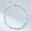Collar de Perlas Redondas de Alta Calidad para Mujer, Clásico y Sencillo, Cadena Versátil para la Clavícula, Accesorio de Cuello de Moda y Elegante